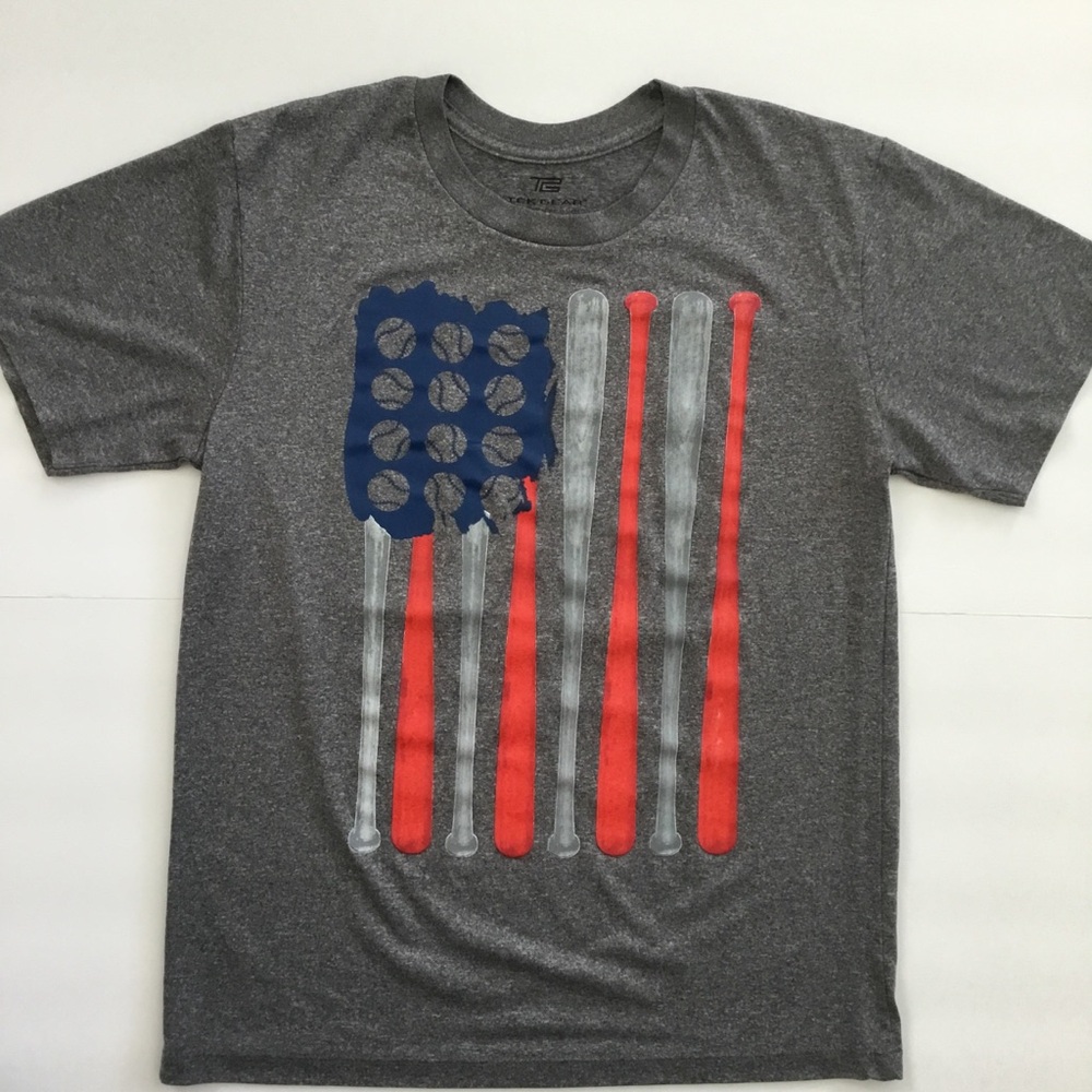 Tek Gear Gray American Flag Baseball Size M